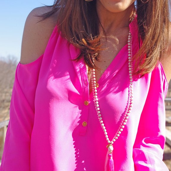 Lilly Pulitzer Elsa Top Sunny Shoulder Tiki Pink Size XXS - Picture 6 of 7